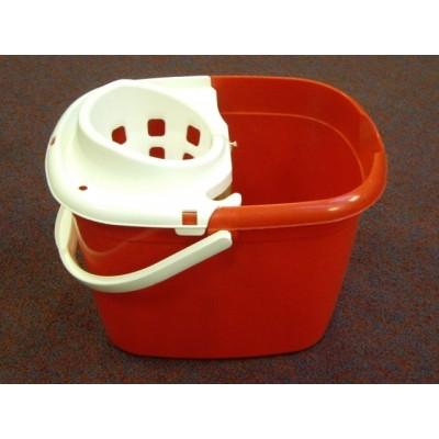 Plastic Mop Bucket 12ltr Red with Wringer